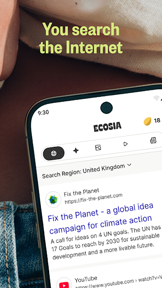 ecosia 搜索結果頁手機端截圖