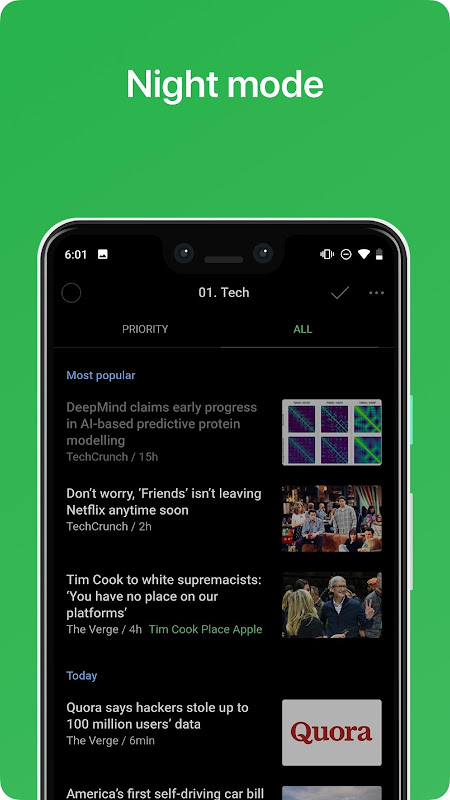 Feedly 夜間閱讀模式