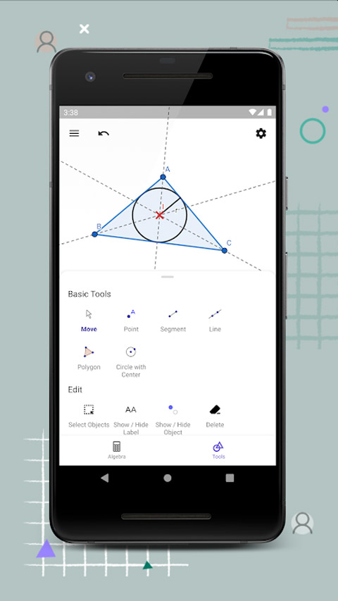 Geometry 的基本工具面板:三角形内切圆构造