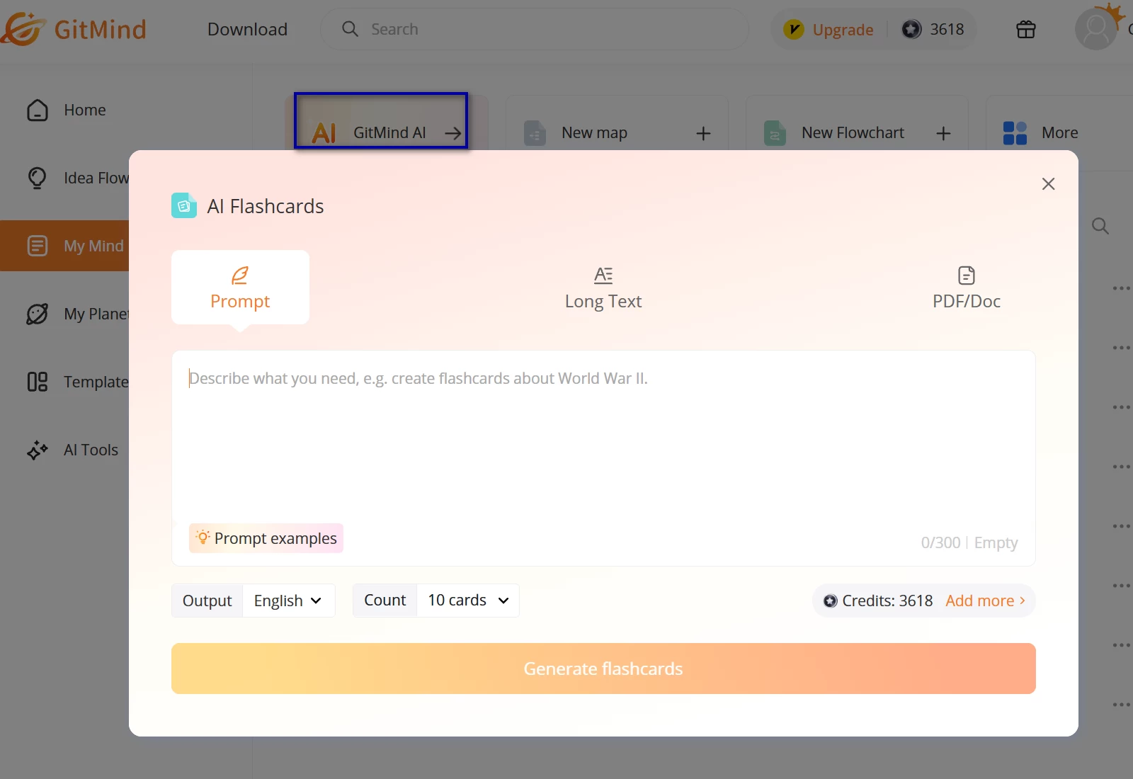 GitMind AI 閃卡功能展示