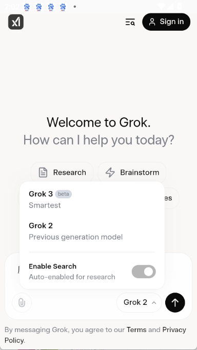 grok AI 語音對話介面