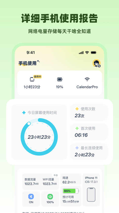 手机使用报告页面
