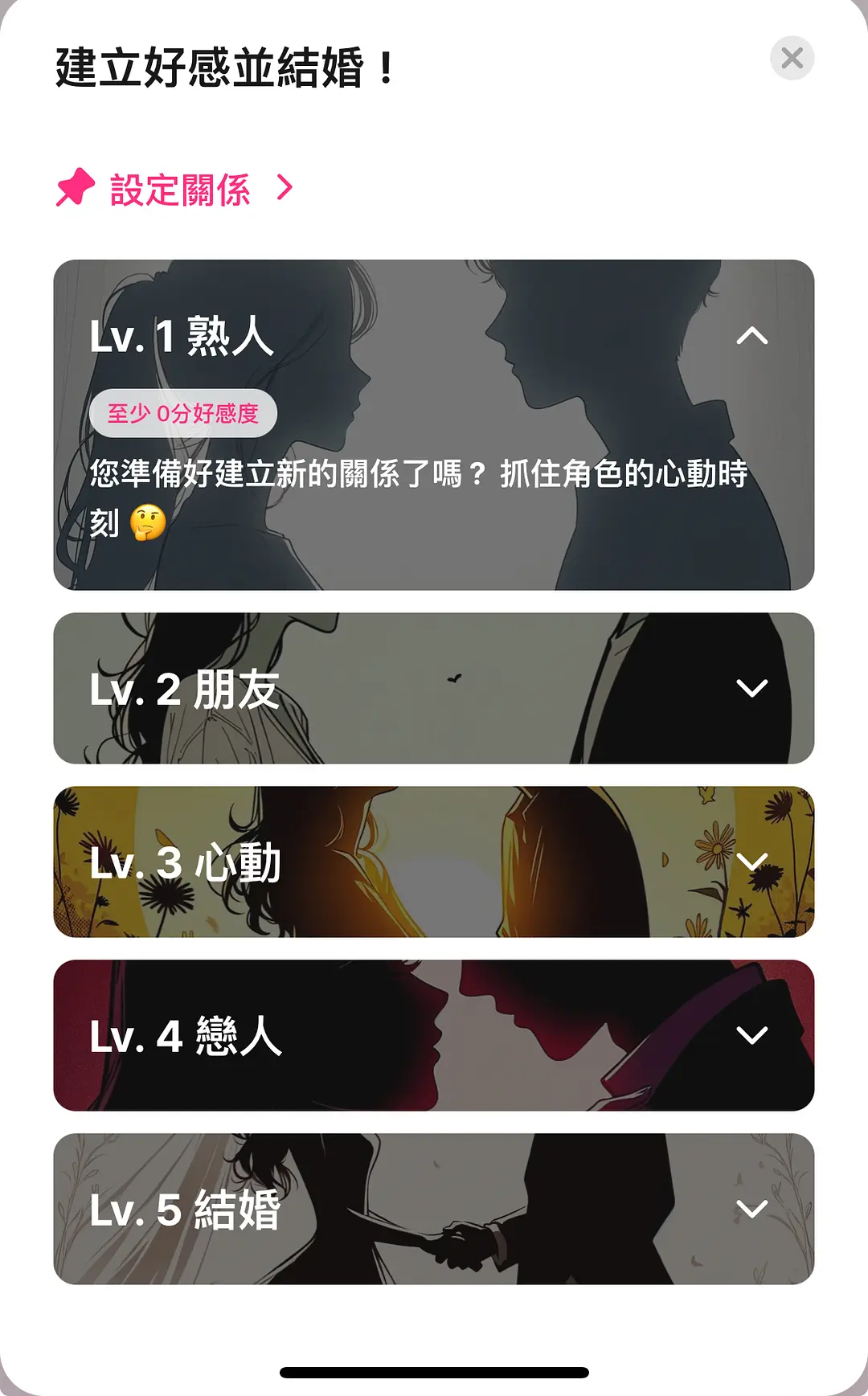 好感度等级界面