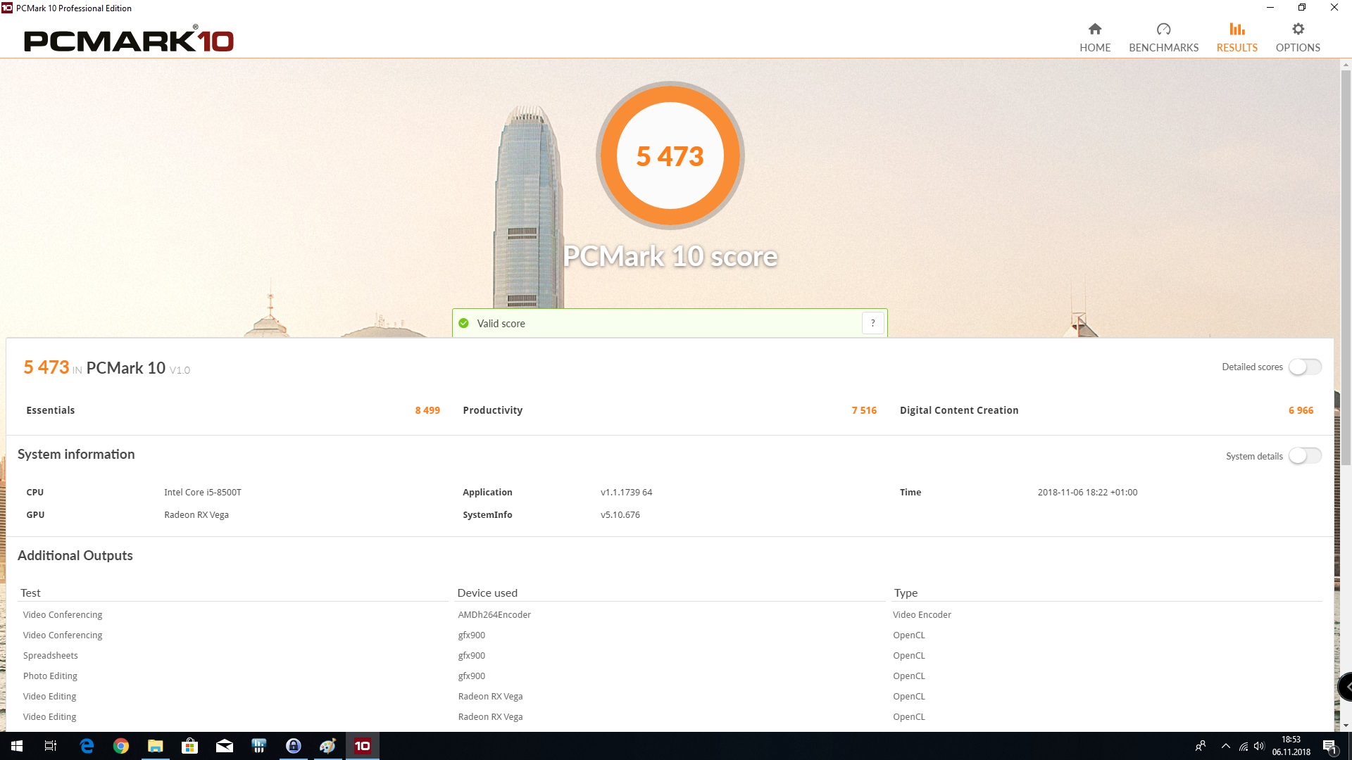 PCMark 10 分数结果界面