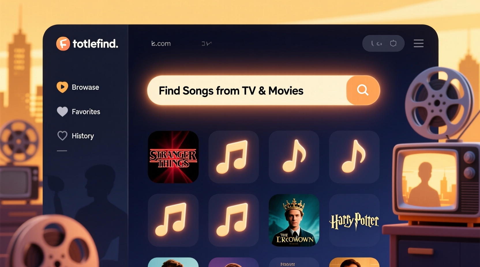 tunefind 首頁截圖